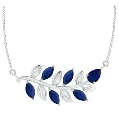 ANGARA Collana con zaffiro blu da 1 ct in oro bianco 14 carati ispirata alla Nature naturale