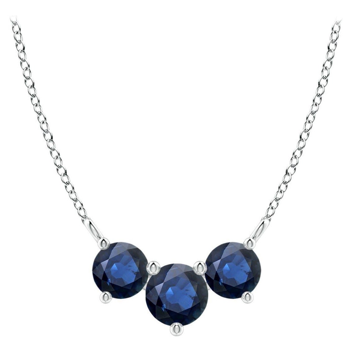 ANGARA Collana con zaffiri tondi classici naturali Trio in platino per donna