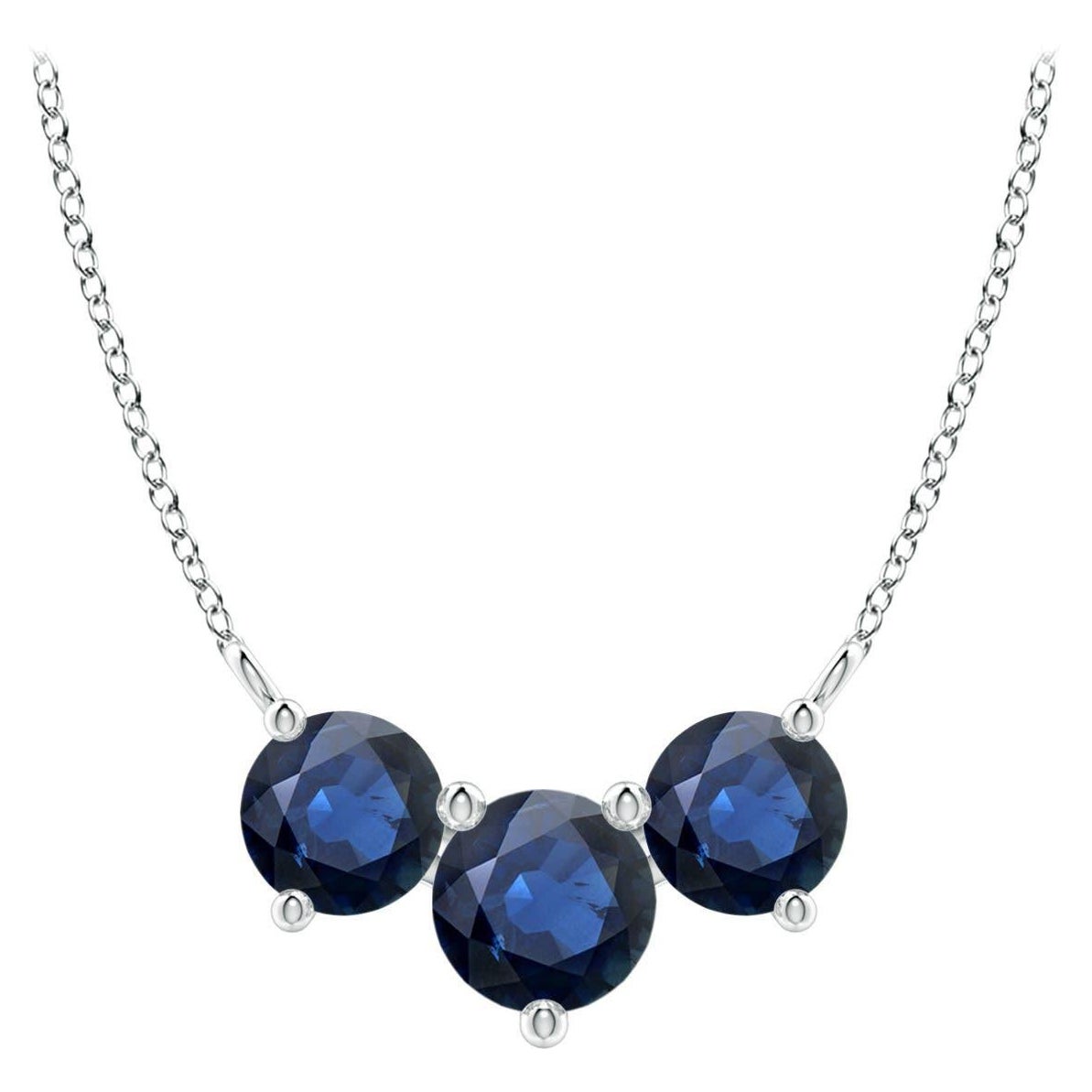 ANGARA Collana con zaffiri tondi classici naturali Trio in platino per donna