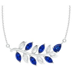 ANGARA Collana con zaffiro blu da 1 ct in oro bianco 14 carati ispirata alla Nature naturale