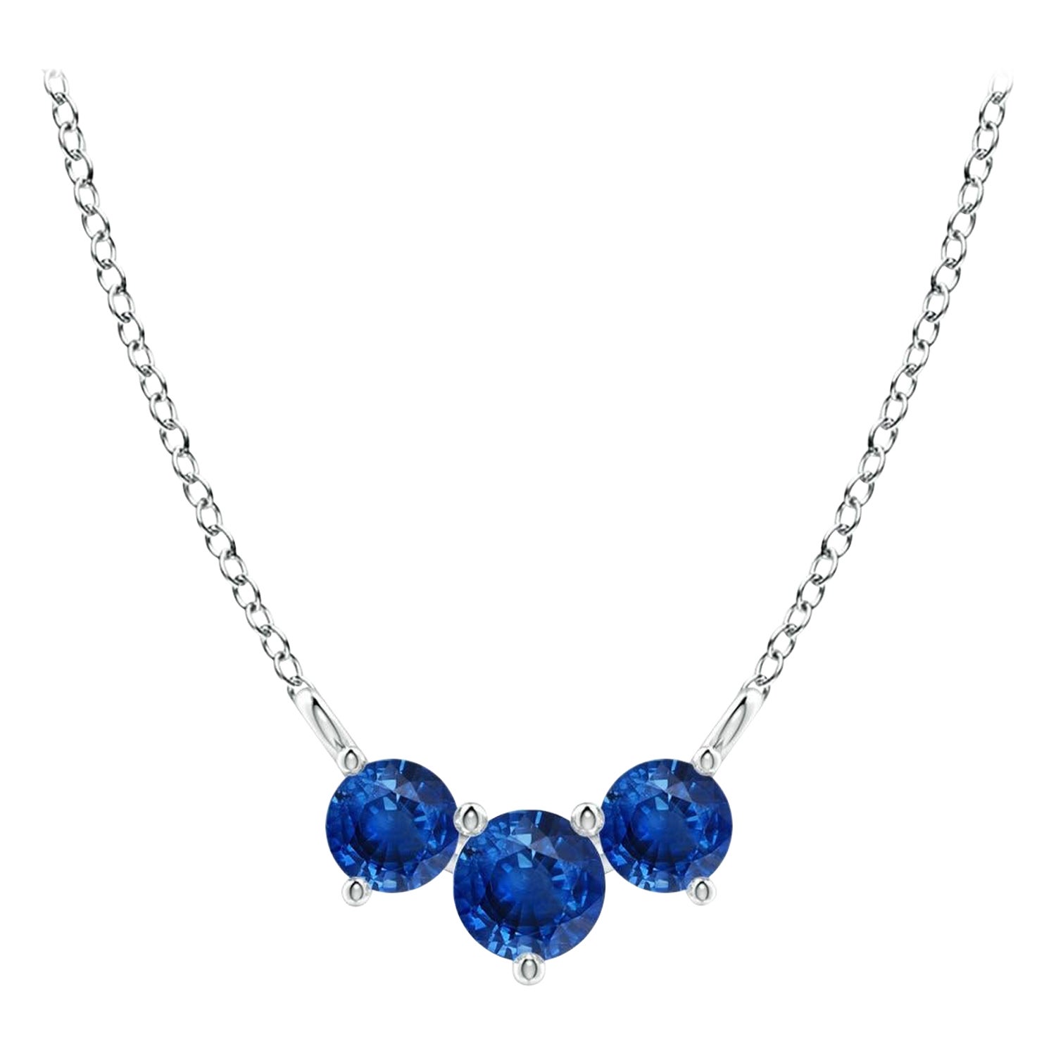 ANGARA Collana con zaffiri tondi classici naturali Trio in platino per donna