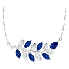 ANGARA Collana con zaffiro blu da 1 ct in oro bianco 14 carati ispirata alla Nature naturale