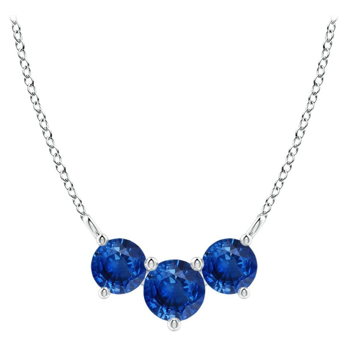 ANGARA Collana con zaffiri tondi classici naturali Trio in platino per donna