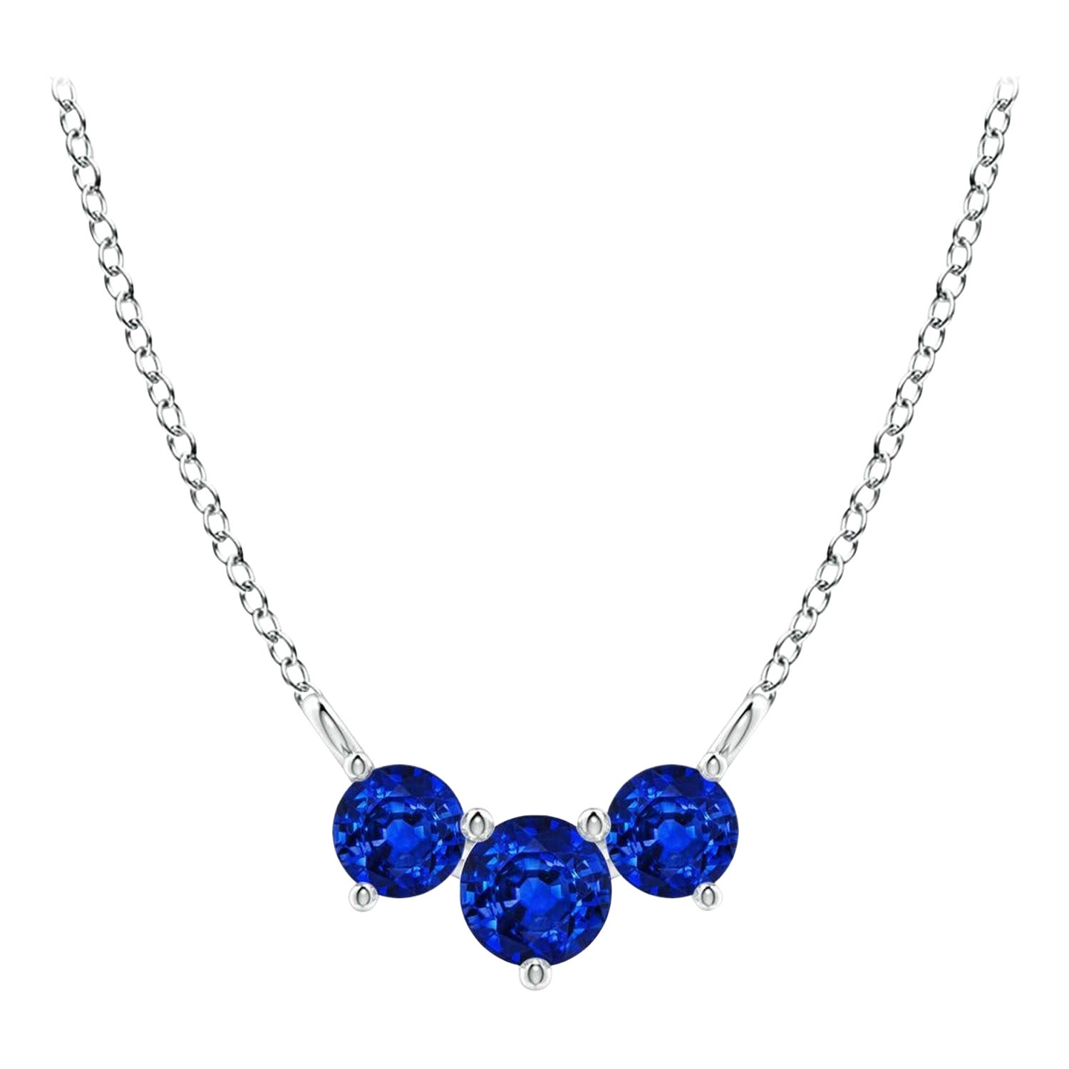 ANGARA Collana con zaffiri tondi classici naturali Trio in platino per donna