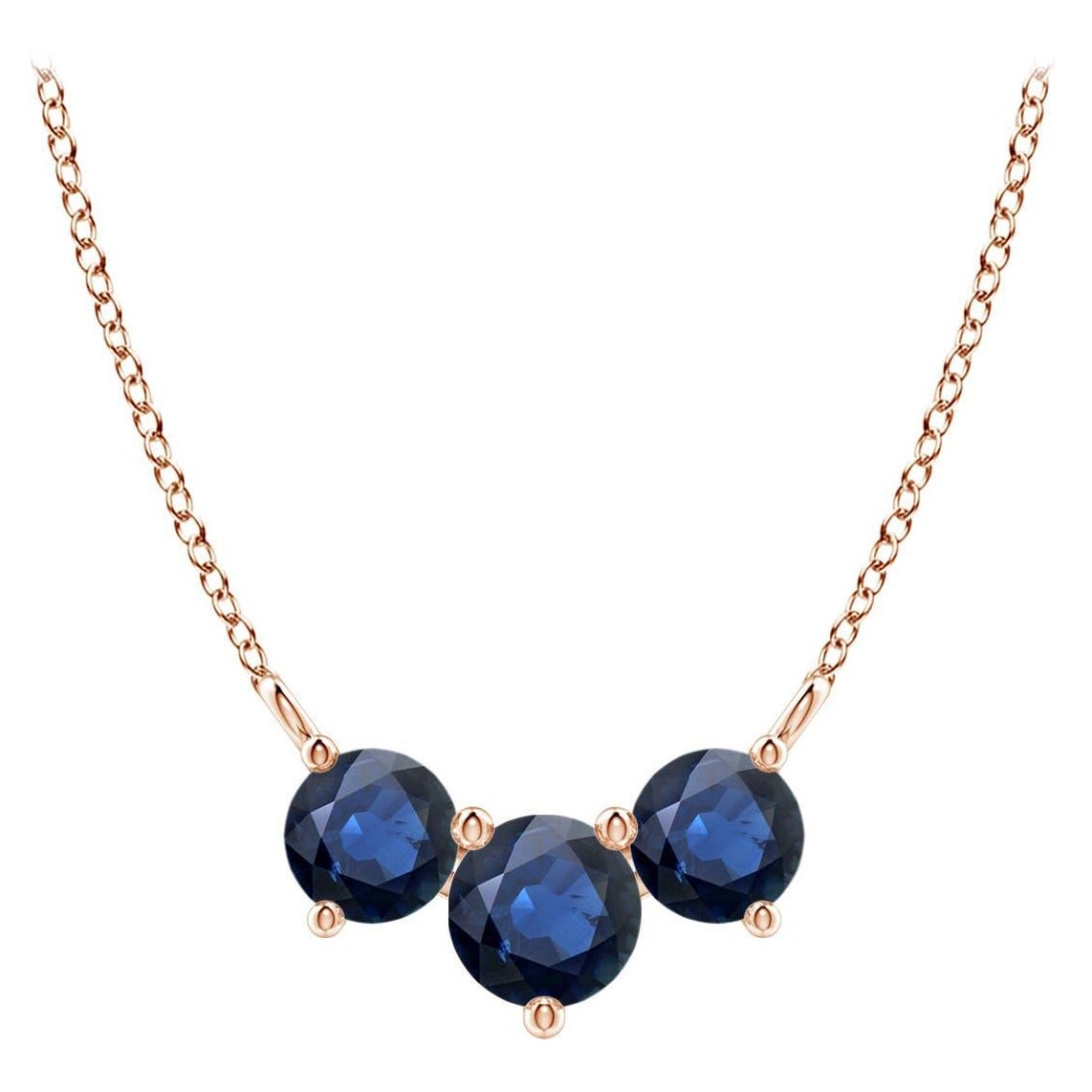 ANGARA Collana con zaffiri tondi Nature Classic Trio in oro rosa 14K per donna