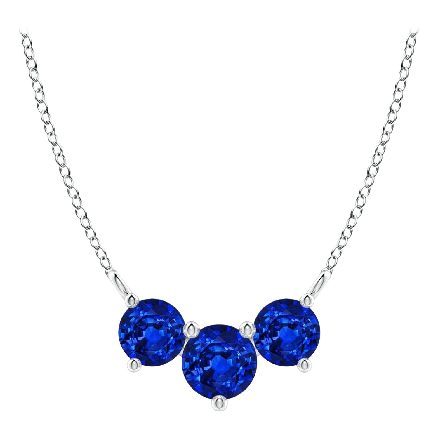 ANGARA Collana con zaffiri tondi classici naturali Trio in platino per donna