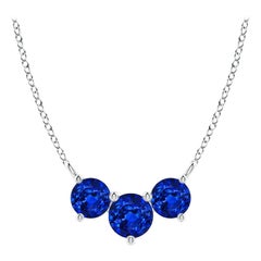 ANGARA Collana con zaffiri tondi classici naturali Trio in platino per donna