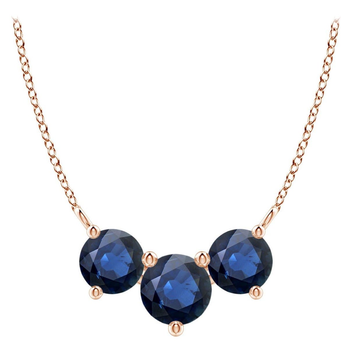 ANGARA Collana con zaffiri tondi Nature Classic Trio in oro rosa 14K per donna
