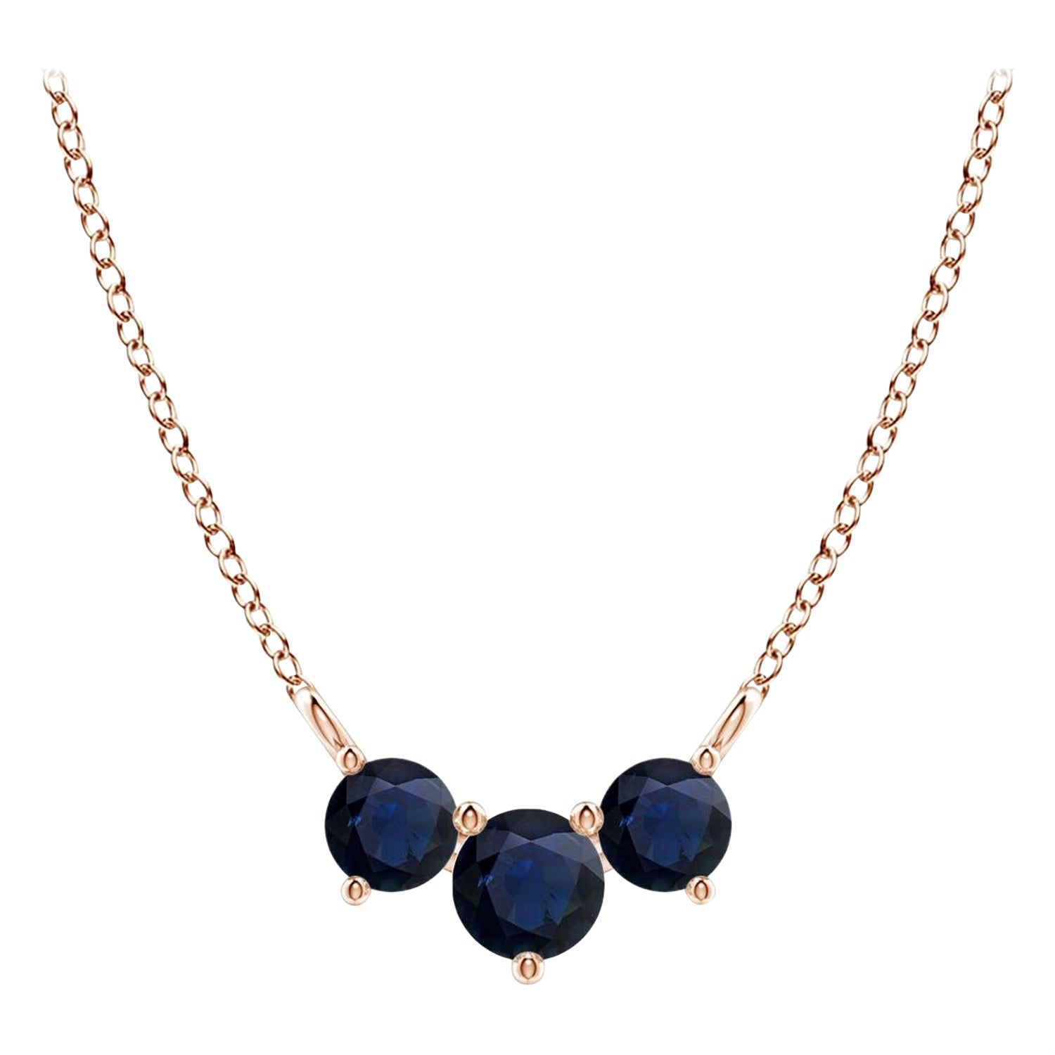 ANGARA Collana con zaffiri tondi Nature Classic Trio in oro rosa 14K per donna