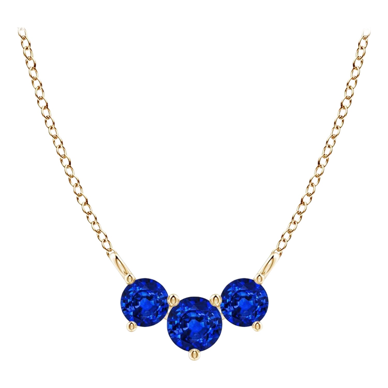 ANGARA Collana con zaffiri tondi classici naturali Trio in oro giallo 14K