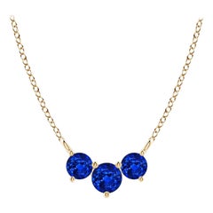 ANGARA Collana con zaffiri tondi classici naturali Trio in oro giallo 14K