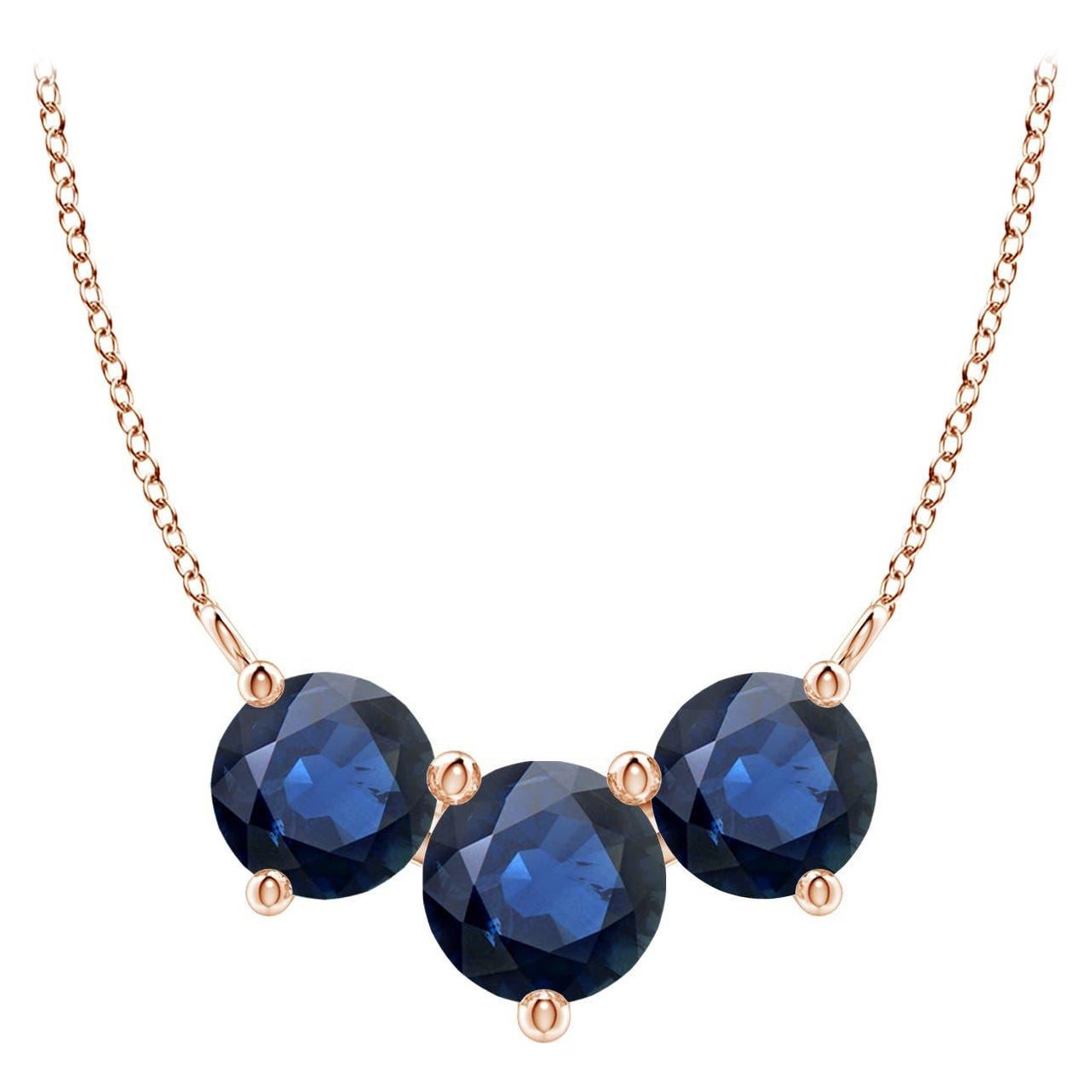 ANGARA Collana con zaffiri tondi Nature Classic Trio in oro rosa 14K per donna