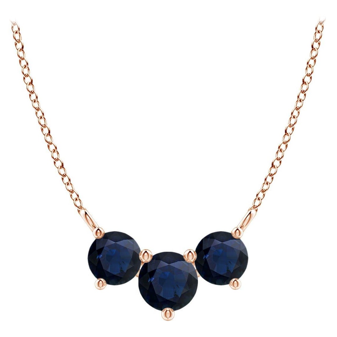 ANGARA Collana con zaffiri tondi Nature Classic Trio in oro rosa 14K per donna in vendita