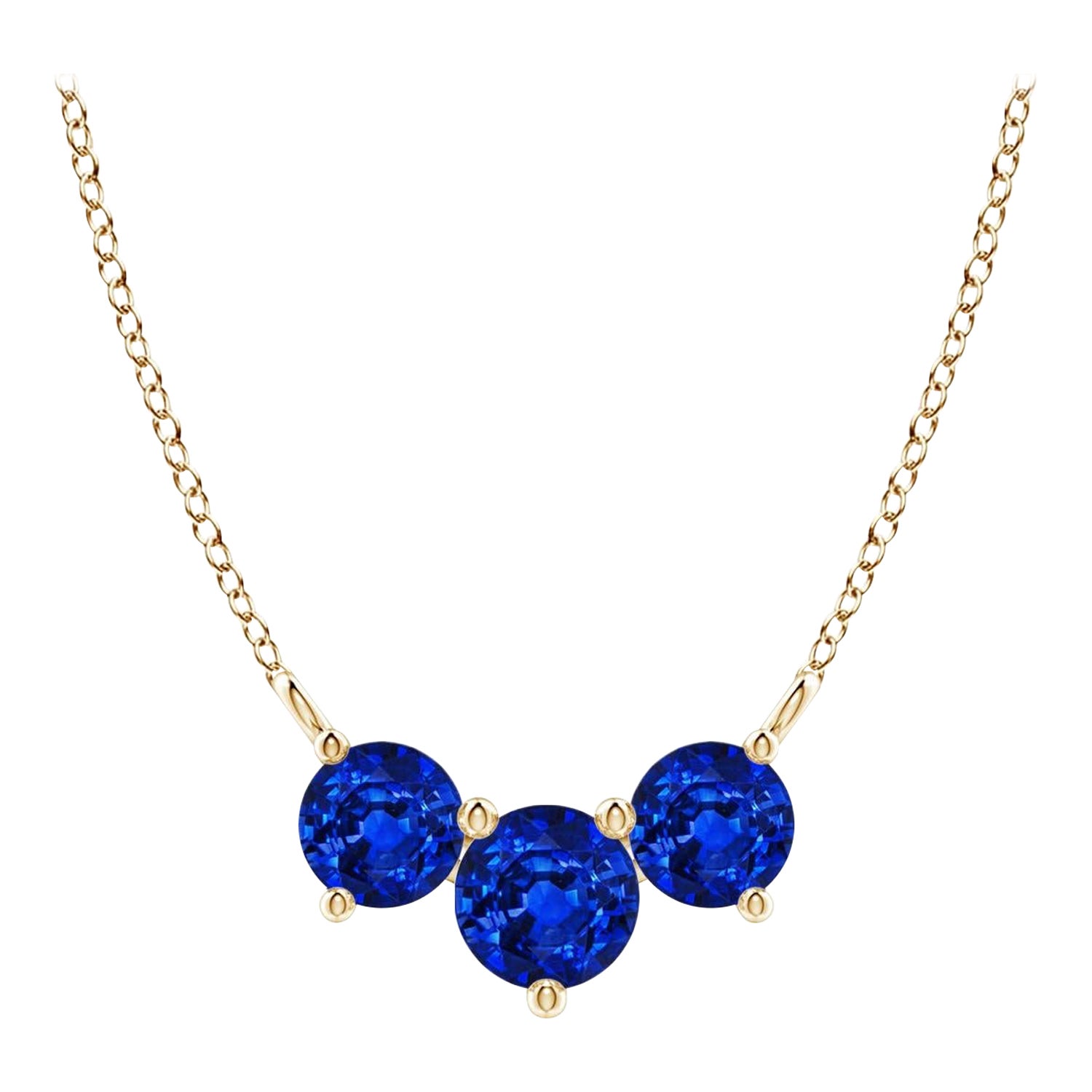 ANGARA Collana con zaffiri tondi classici naturali Trio in oro giallo 14K