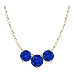 ANGARA Collana con zaffiri tondi classici naturali Trio in oro giallo 14K