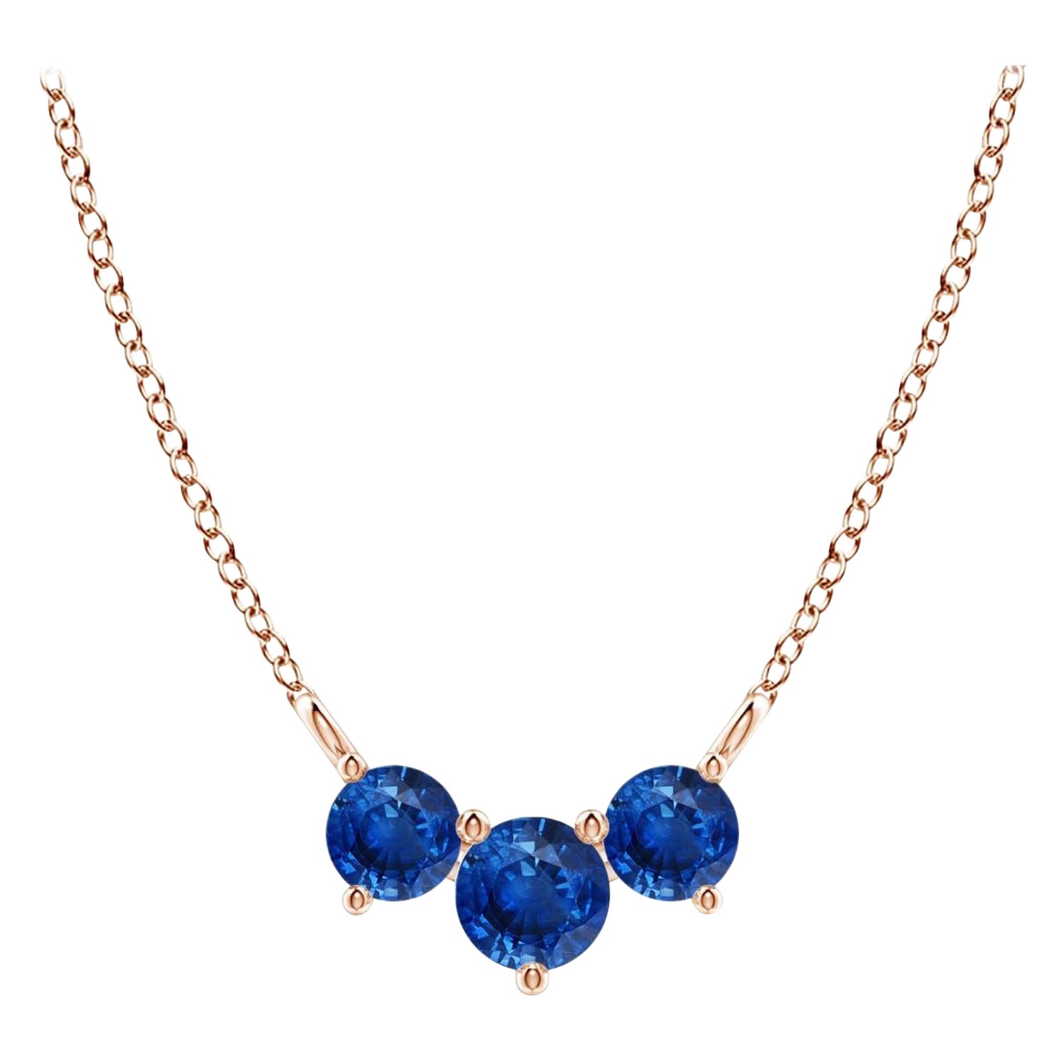 ANGARA Collana con zaffiri tondi Nature Classic Trio in oro rosa 14K per donna