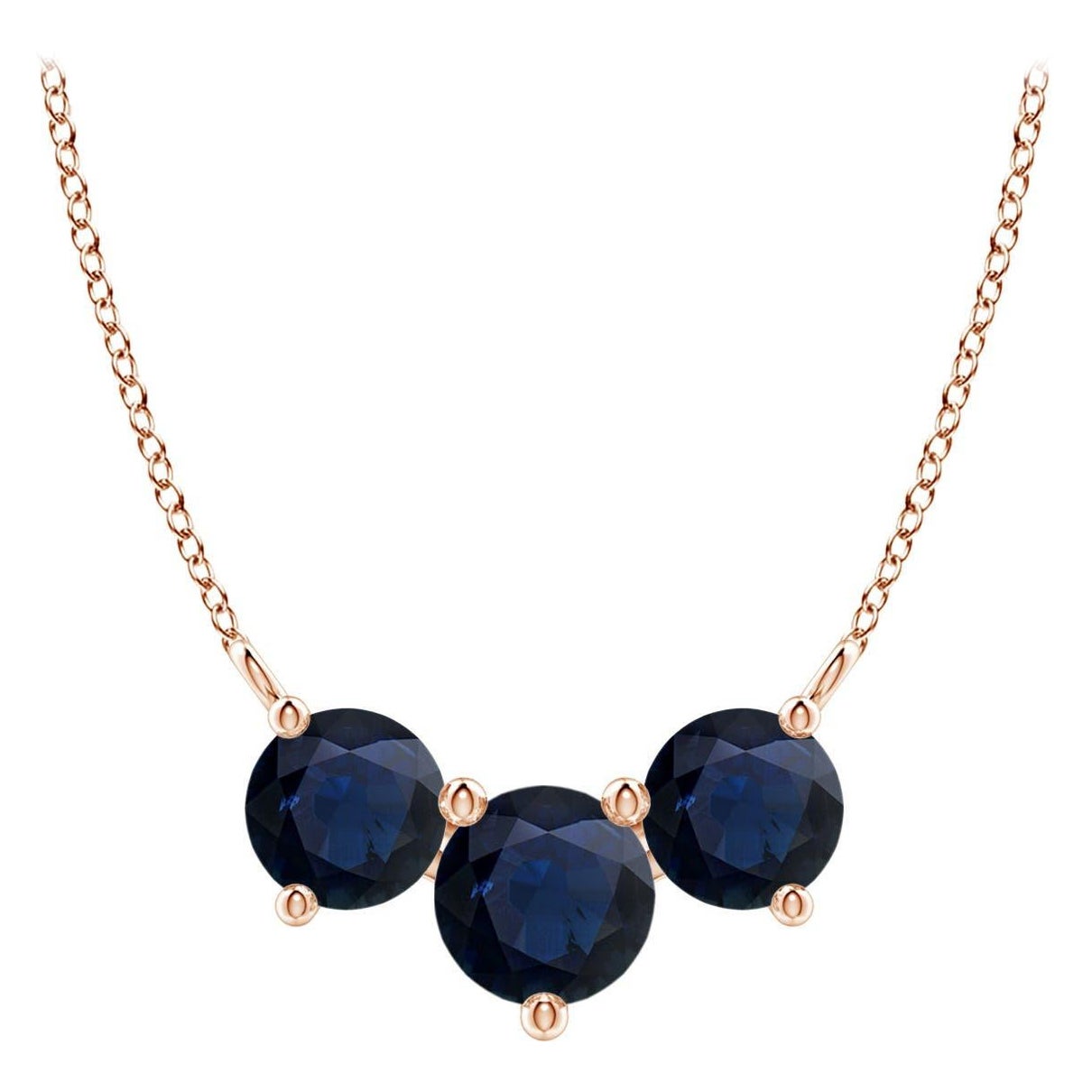 ANGARA Collana con zaffiri tondi Nature Classic Trio in oro rosa 14K per donna
