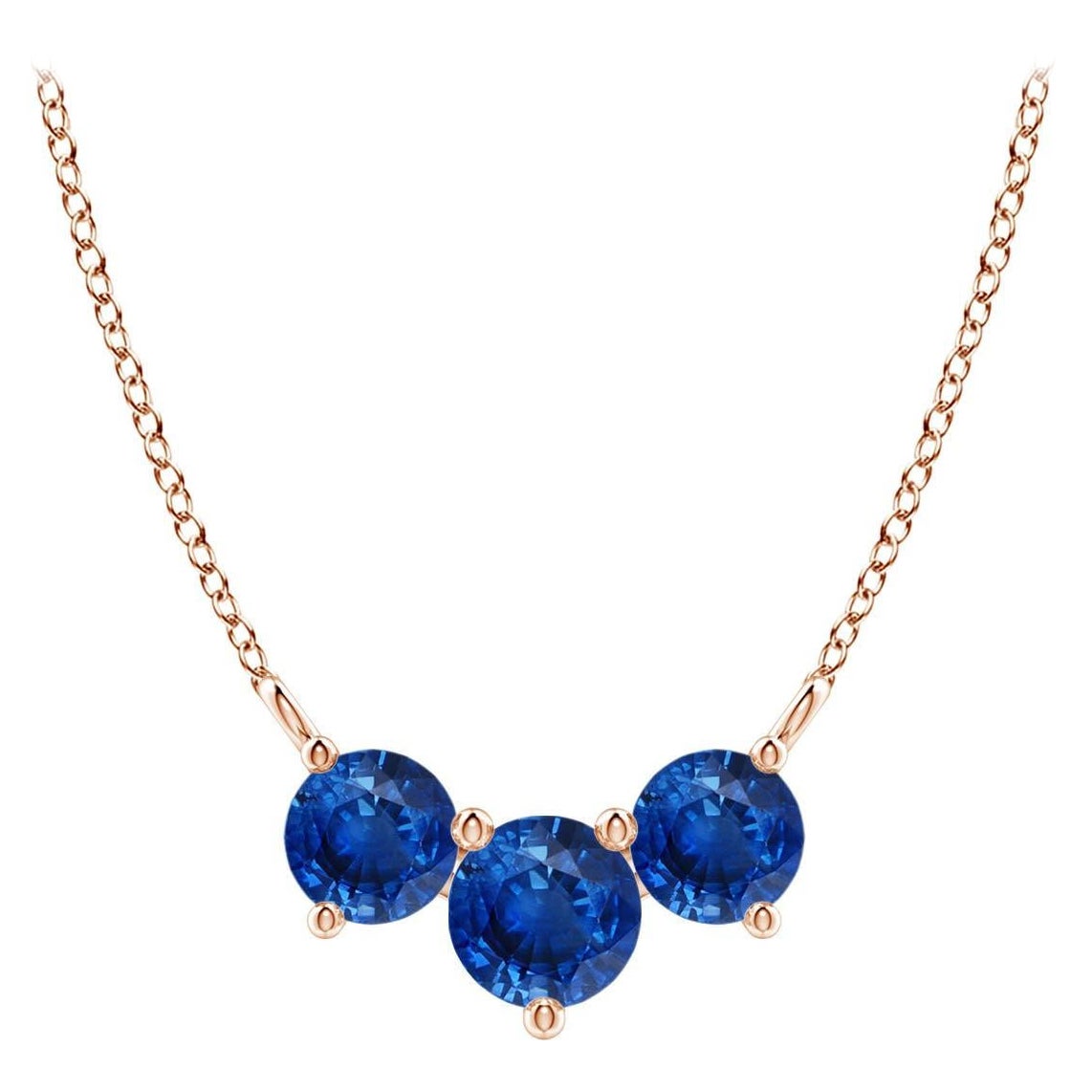 ANGARA Collana con zaffiri tondi Nature Classic Trio in oro rosa 14K per donna
