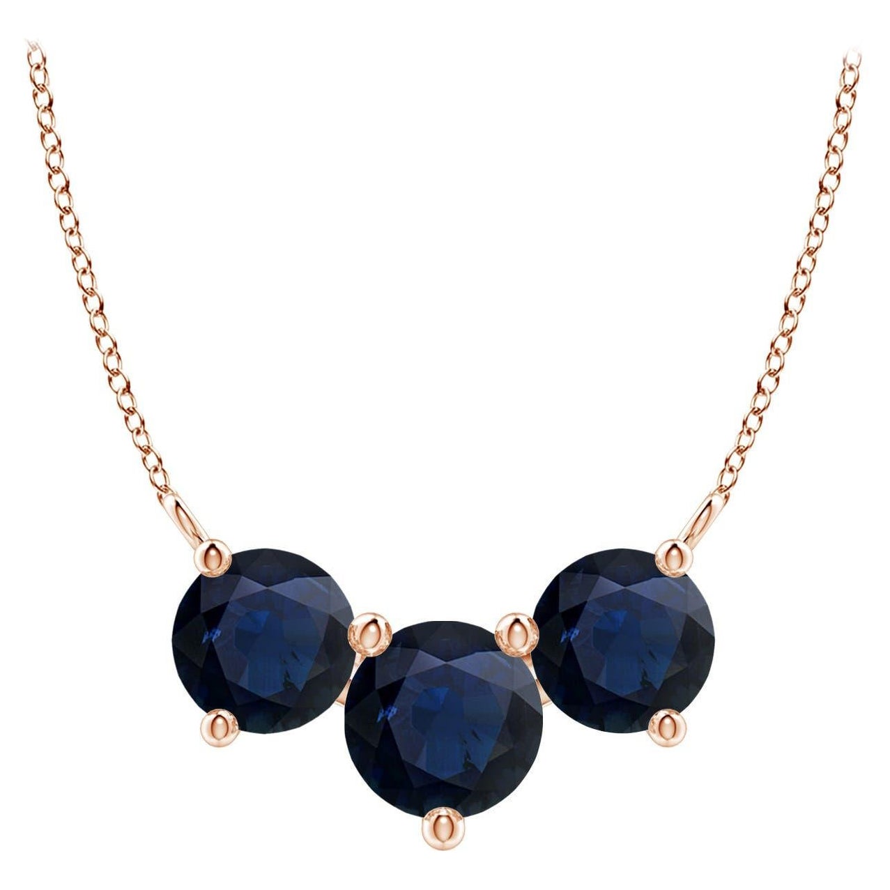ANGARA Collana con zaffiri tondi Nature Classic Trio in oro rosa 14K per donna