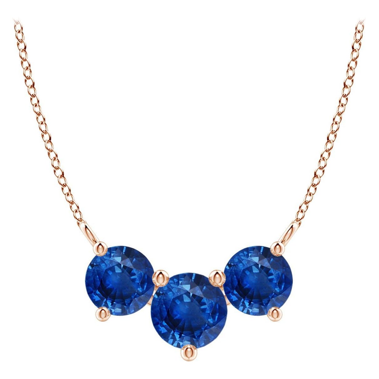 ANGARA Collana con zaffiri tondi Nature Classic Trio in oro rosa 14K per donna
