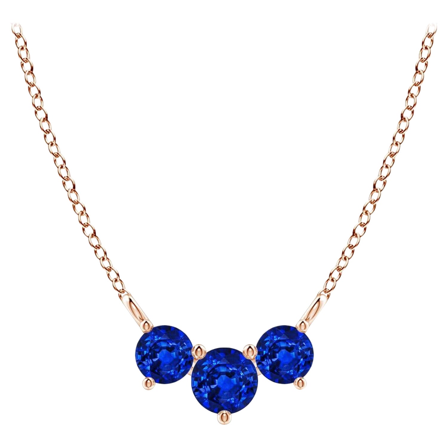 ANGARA Collana con zaffiri tondi Nature Classic Trio in oro rosa 14K per donna