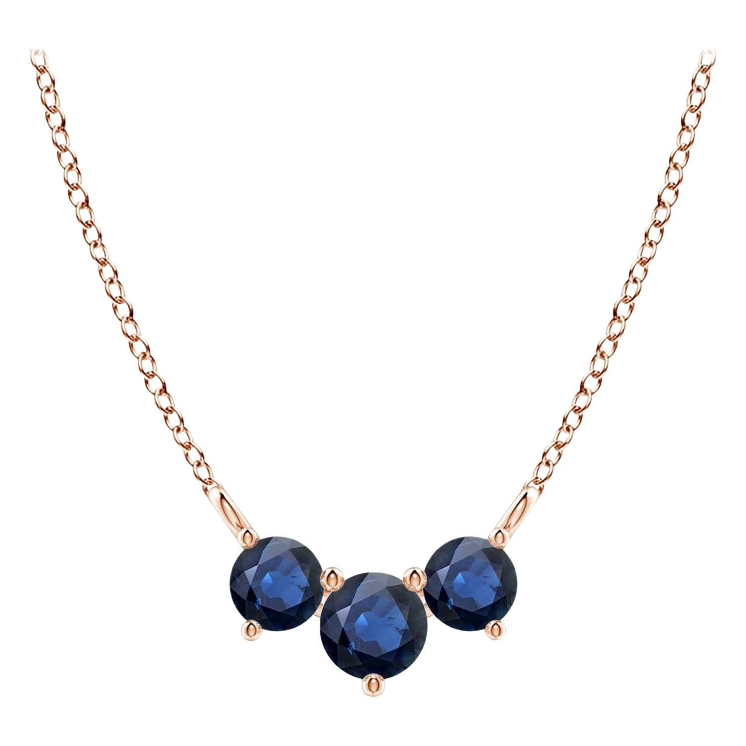 ANGARA Collana con zaffiri tondi Nature Classic Trio in oro rosa 14K per donna