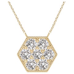 Angara Natural Pave-Set Diamond Hexagon Necklace in 14K Yellow Gold for Women