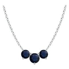 ANGARA Natural Classic Trio Round Sapphire Necklace in 14K White Gold for Women