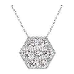Angara Natural Pave-Set Diamond Hexagon Necklace in 14K White Gold for Women
