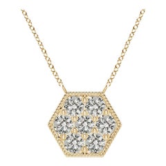 Angara Natural Pave-Set Diamond Hexagon Necklace in 14K Yellow Gold foe Women