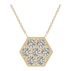 Angara Natural Pave-Set Diamond Hexagon Necklace in 14K Yellow Gold for Women