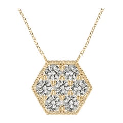 Angara Natural Pave-Set Diamond Hexagon Necklace in 14K Yellow Gold for Women