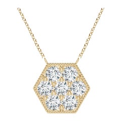 Angara Natural Pave-Set Diamond Hexagon Necklace in 14K Yellow Gold for Women