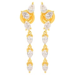 Orecchini a goccia con diamante perlato da 1,77 carati, purezza SI, colore HI, oro giallo massiccio 18 ct.