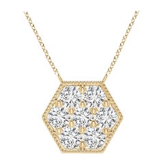 Angara Natural Pave-Set Diamond Hexagon Necklace in 14K Yellow Gold for Women