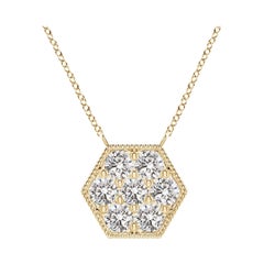 Angara Natural Pave-Set Diamond Hexagon Necklace in 14K Yellow Gold