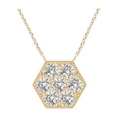 Angara Natural Pave-Set Diamond Hexagon Necklace in 14K Yellow Gold for Women