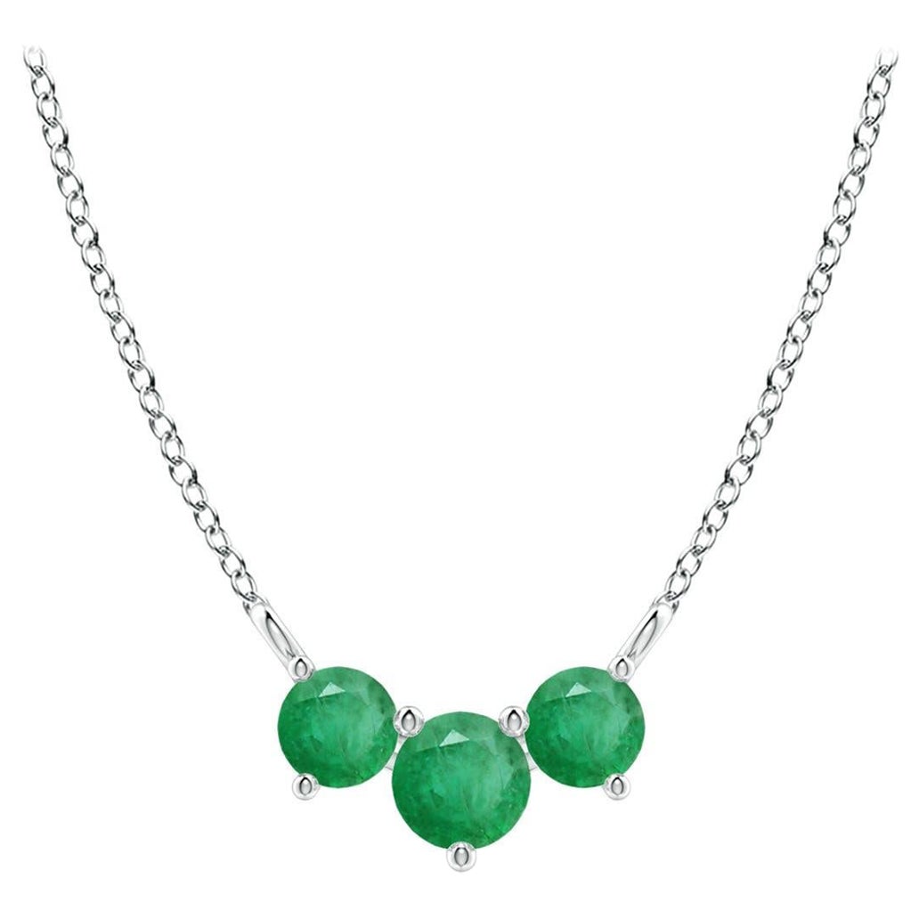 Collier d'Emeraudes Classiques Trio Naturelles en Platine pour Femmes ANGARA