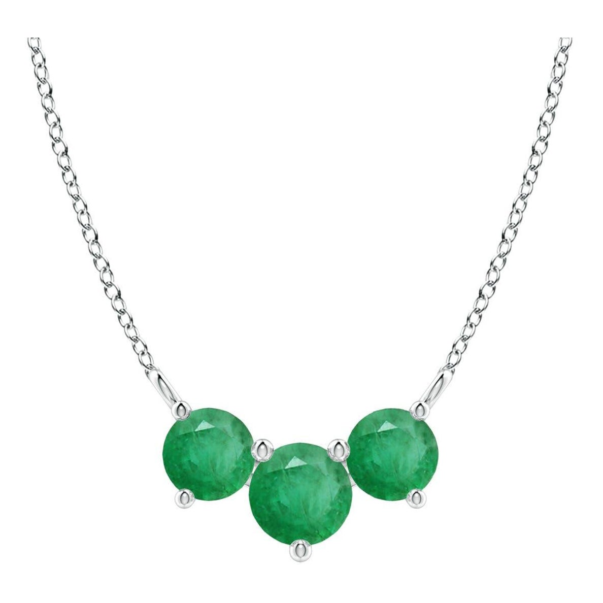 Collier d'Emeraudes Classiques Trio Naturelles en Platine pour Femmes ANGARA