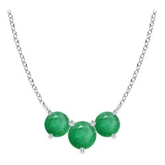 Collier d'Emeraudes Classiques Trio Naturelles en Platine pour Femmes ANGARA