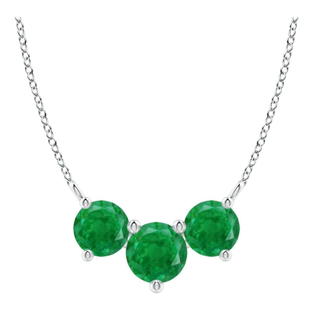 Collier d'émeraudes classiques en or blanc 14 carats ANGARA Nature Trio pour femmes