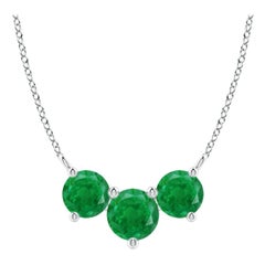 Collier d'émeraudes classiques en or blanc 14 carats ANGARA Nature Trio pour femmes