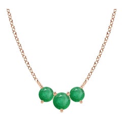Collier d'Emeraudes Classiques Trio Naturelles en Or Rose 14K pour Femmes ANGARA