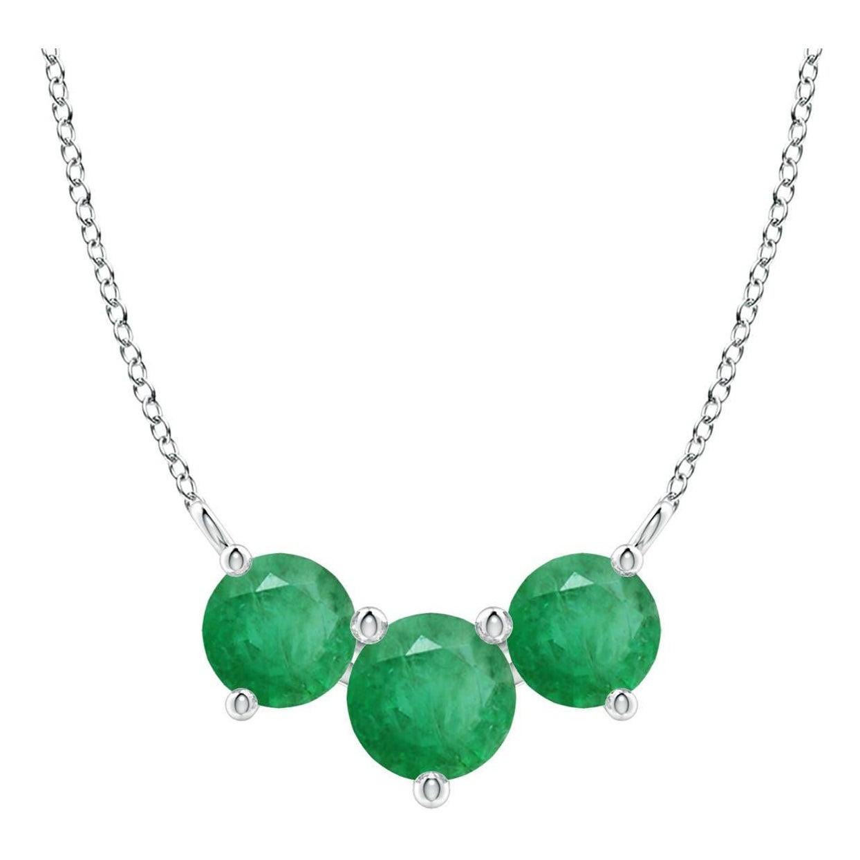 Collier d'Emeraudes Classiques Trio Naturelles en Platine pour Femmes ANGARA
