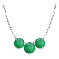 Collier d'Emeraudes Classiques Trio Naturelles en Platine pour Femmes ANGARA