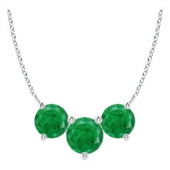 ANGARA Collier d'Emeraudes Classiques Naturelles Trio Rondes 1.2 ct en Or Blanc 14K