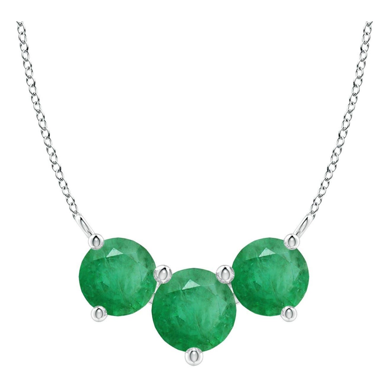 Collier d'émeraudes classiques en trio de 1,2 ct en platine pour femmes ANGARA Nature