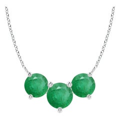 Collier d'émeraudes classiques en trio de 1,2 ct en platine pour femmes ANGARA Nature