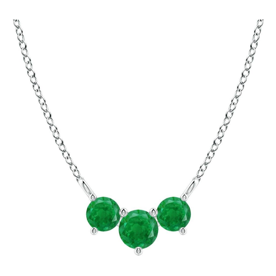 Collier d'Emeraudes Classiques Trio Naturelles en Platine pour Femmes ANGARA
