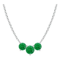 Collier d'Emeraudes Classiques Trio Naturelles en Platine pour Femmes ANGARA